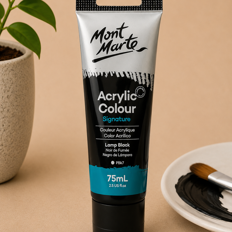 MONT MARTE Acrylic Colour Lamp Black 75ML acrylic paint for canvas art and craft projects