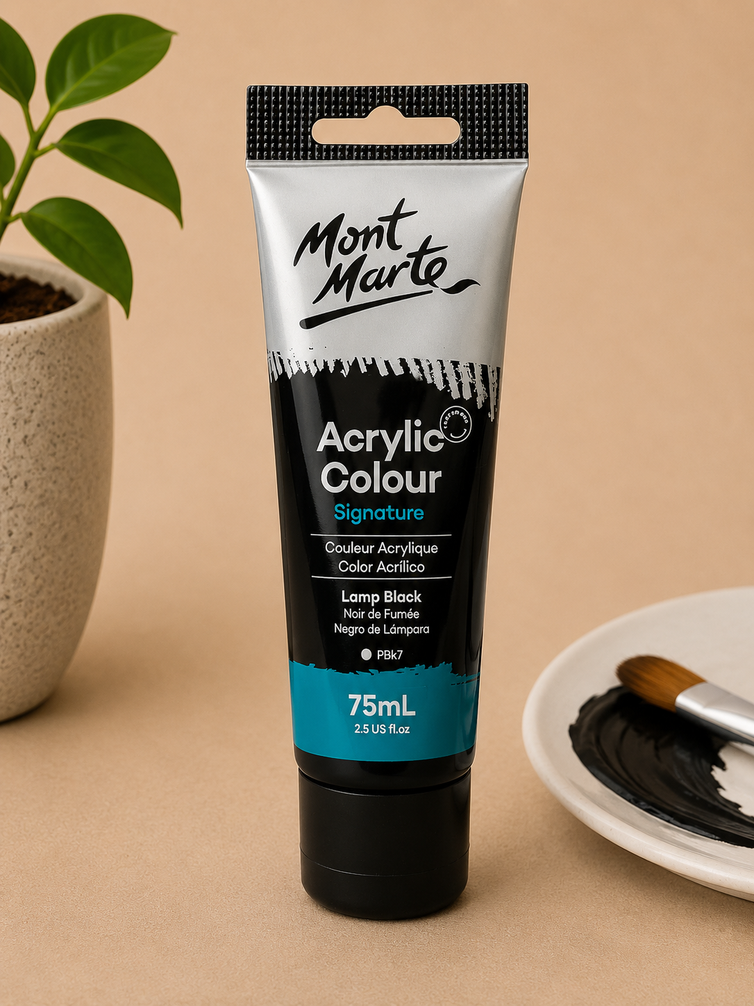 MONT MARTE Acrylic Colour Lamp Black 75ML acrylic paint for canvas art and craft projects