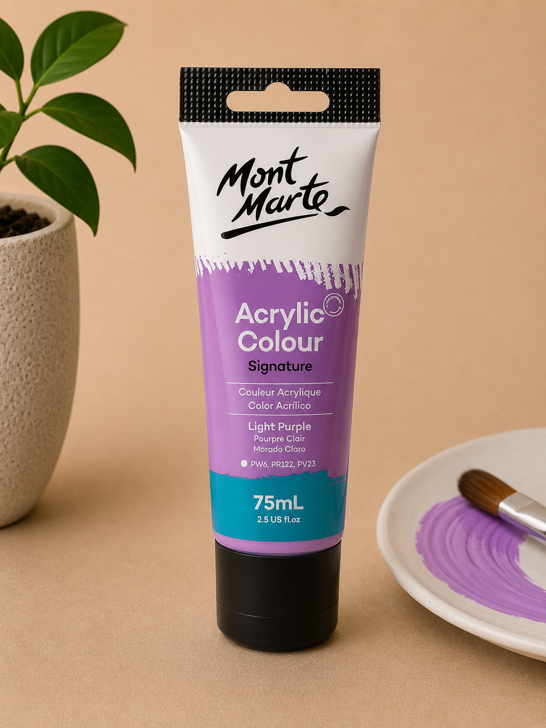 MONT MARTE acrylic colour light purple 75ML paint for canvas art, craft projects, and creative painting