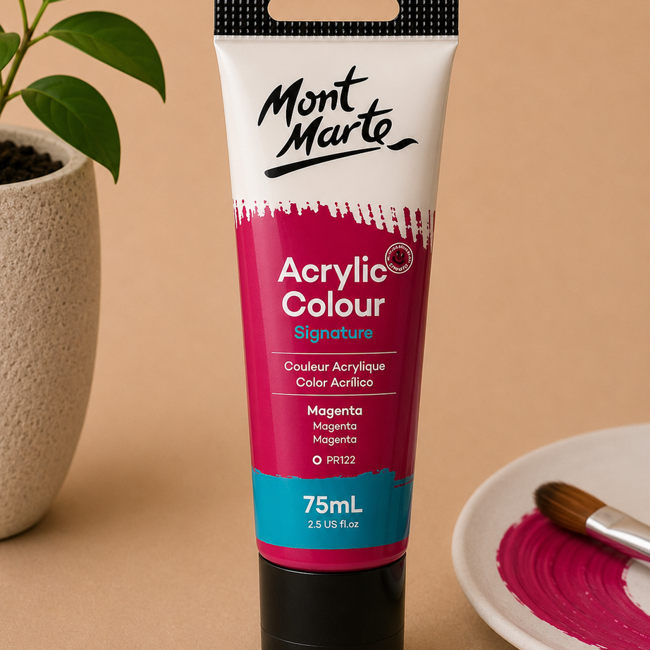 MONT MARTE Acrylic Colour Magenta 75ML acrylic paint for canvas art, crafts, and creative projects