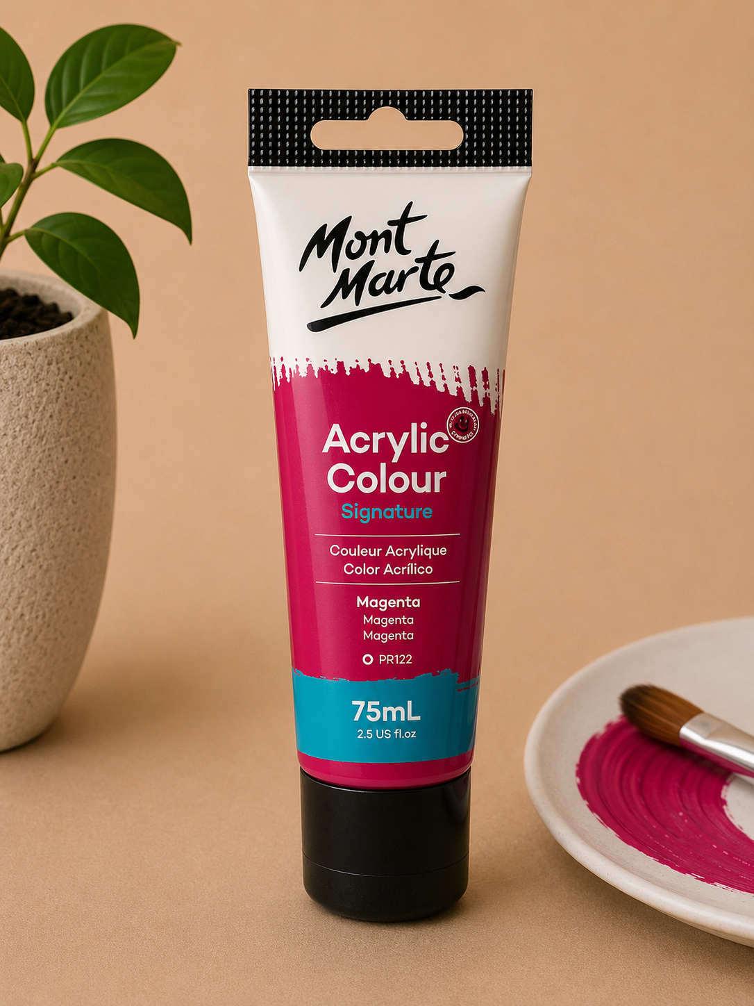 MONT MARTE Acrylic Colour Magenta 75ML acrylic paint for canvas art, crafts, and creative projects
