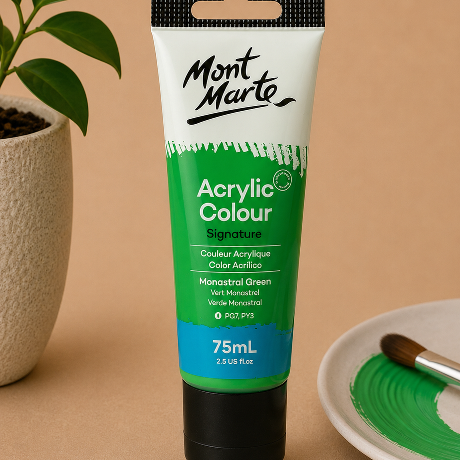 MONT MARTE Acrylic Colour Monastral Green 75ML acrylic paint for canvas art and craft projects
