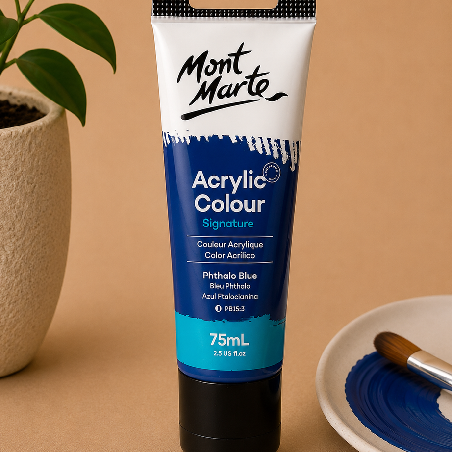 MONT MARTE Acrylic Colour Phthalo Blue 75ML acrylic paint for canvas art and creative painting