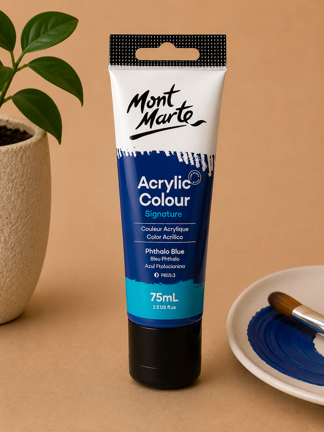 MONT MARTE Acrylic Colour Phthalo Blue 75ML acrylic paint for canvas art and creative painting