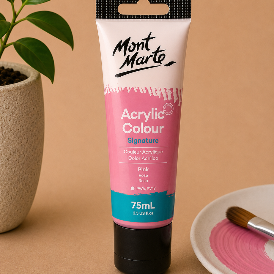 MONT MARTE acrylic colour pink 75ML paint tube for canvas painting, art, and craft projects