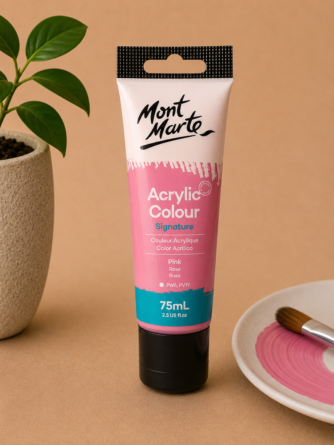 MONT MARTE acrylic colour pink 75ML paint tube for canvas painting, art, and craft projects