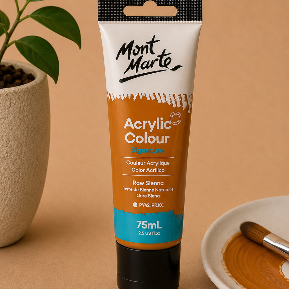 MONT MARTE Acrylic Colour Raw Sienna 75ML acrylic paint for canvas art and creative painting projects