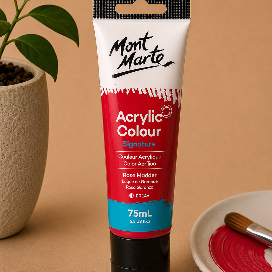 MONT MARTE Acrylic Colour Rose Madder 75ML acrylic paint for canvas art and creative painting projects