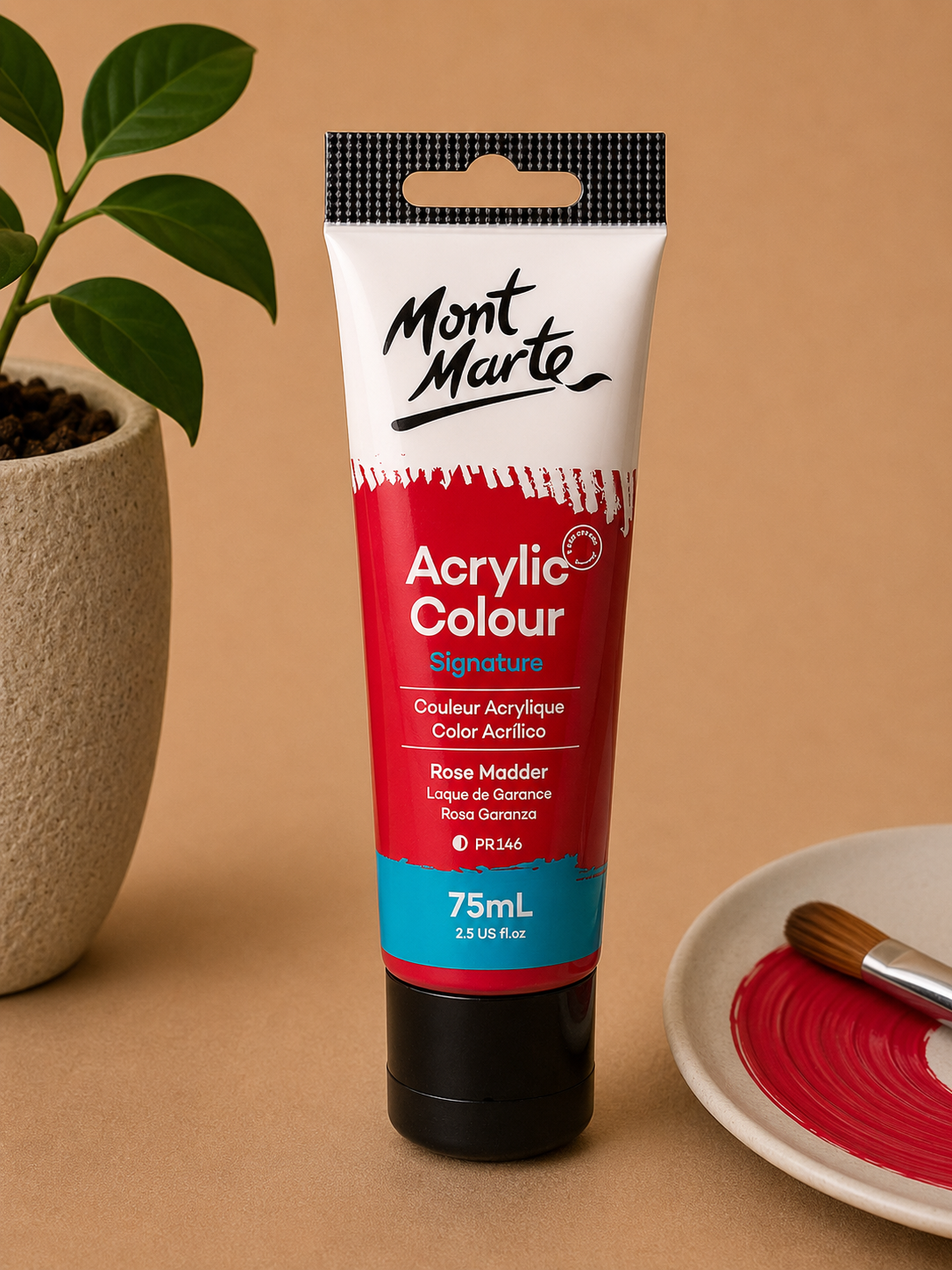 MONT MARTE Acrylic Colour Rose Madder 75ML acrylic paint for canvas art and creative painting projects