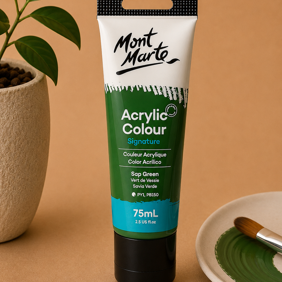 MONT MARTE Acrylic Colour Sap Green 75ML acrylic paint for canvas art and creative painting projects