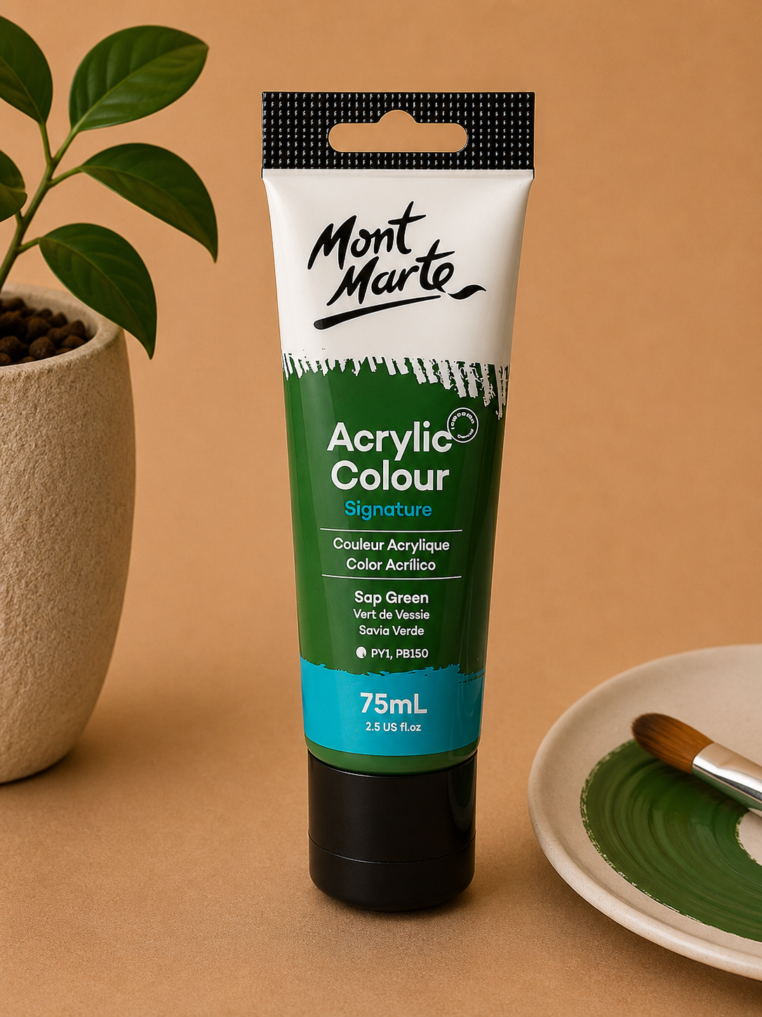 MONT MARTE Acrylic Colour Sap Green 75ML acrylic paint for canvas art and creative painting projects