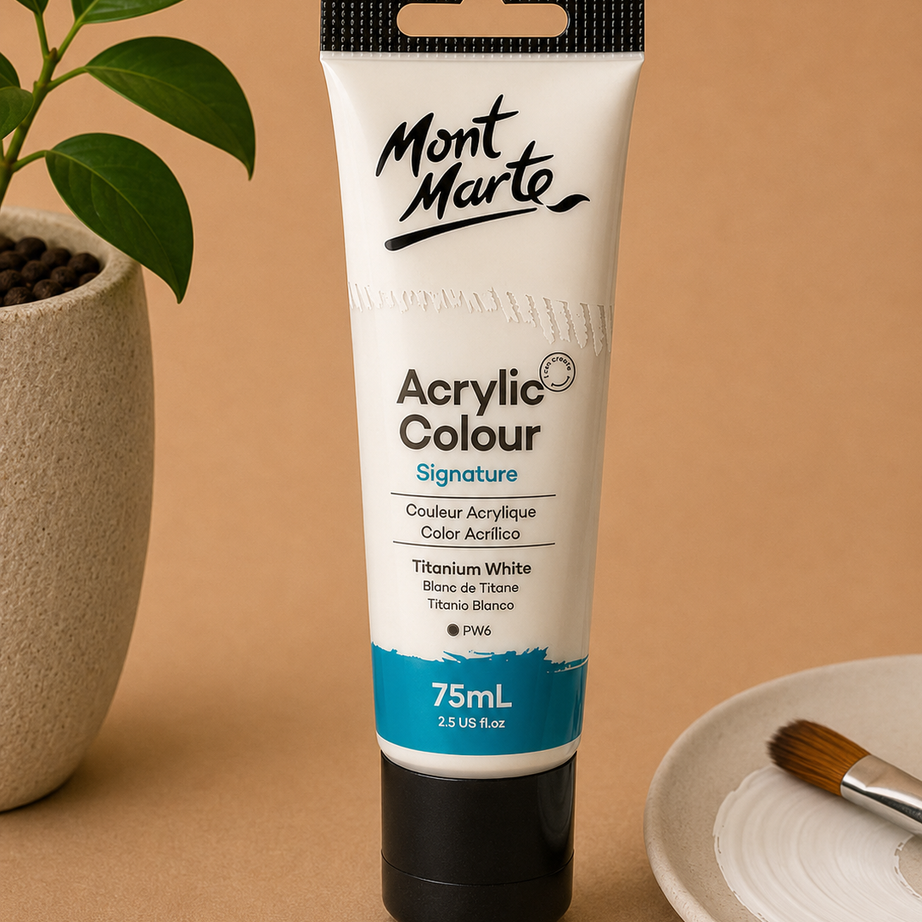 MONT MARTE Acrylic Colour Titanium White 75ML acrylic paint for canvas art and craft projects