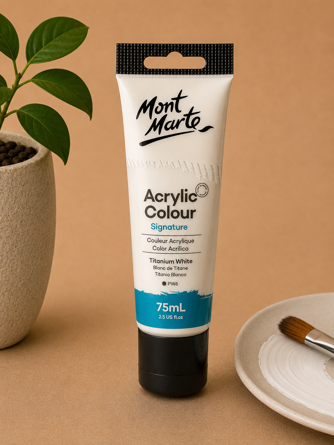 MONT MARTE Acrylic Colour Titanium White 75ML acrylic paint for canvas art and craft projects