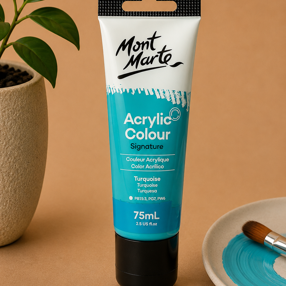 MONT MARTE acrylic colour turquoise 75ML paint for canvas art, craft projects, and creative painting