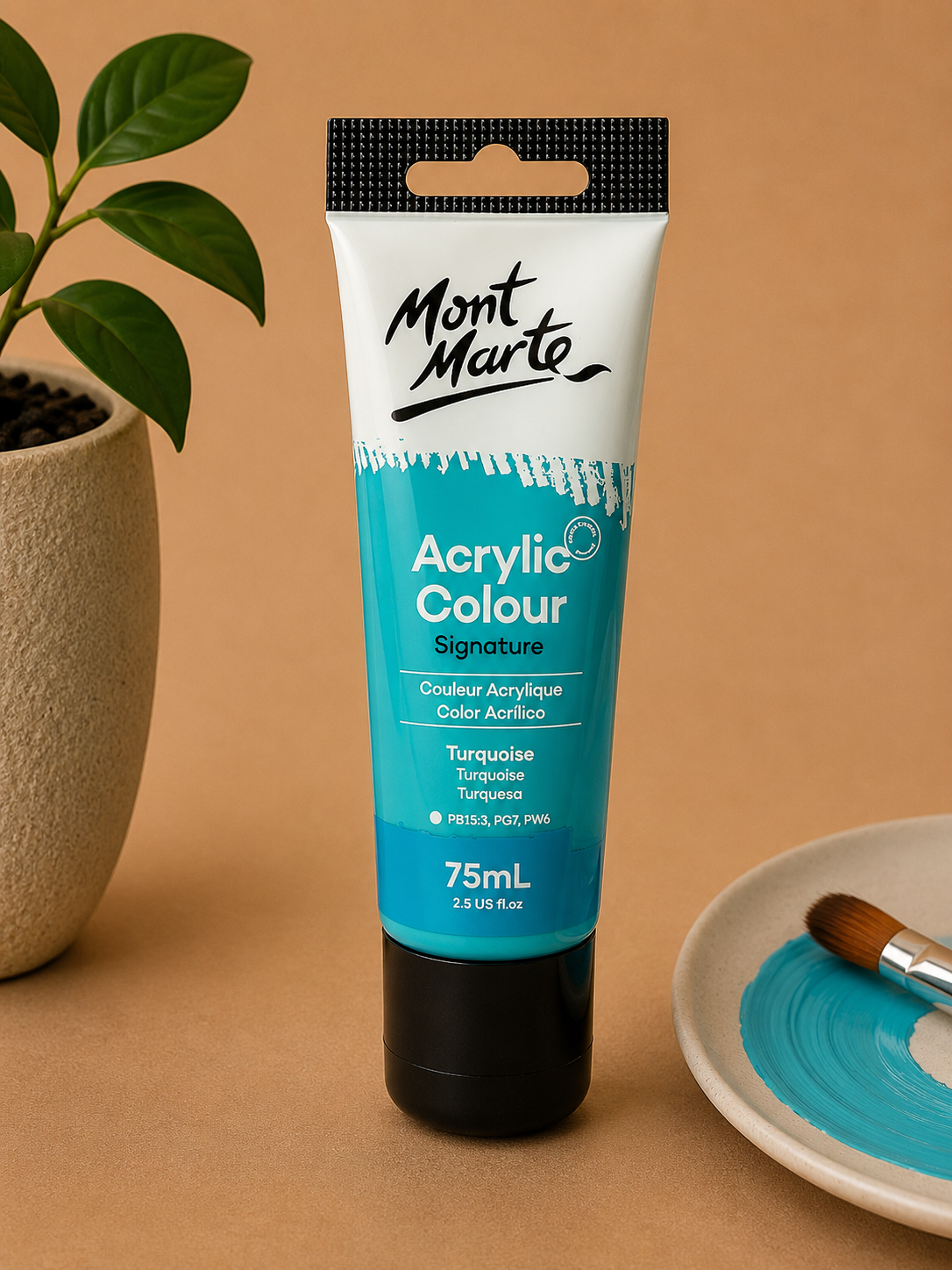 MONT MARTE acrylic colour turquoise 75ML paint for canvas art, craft projects, and creative painting