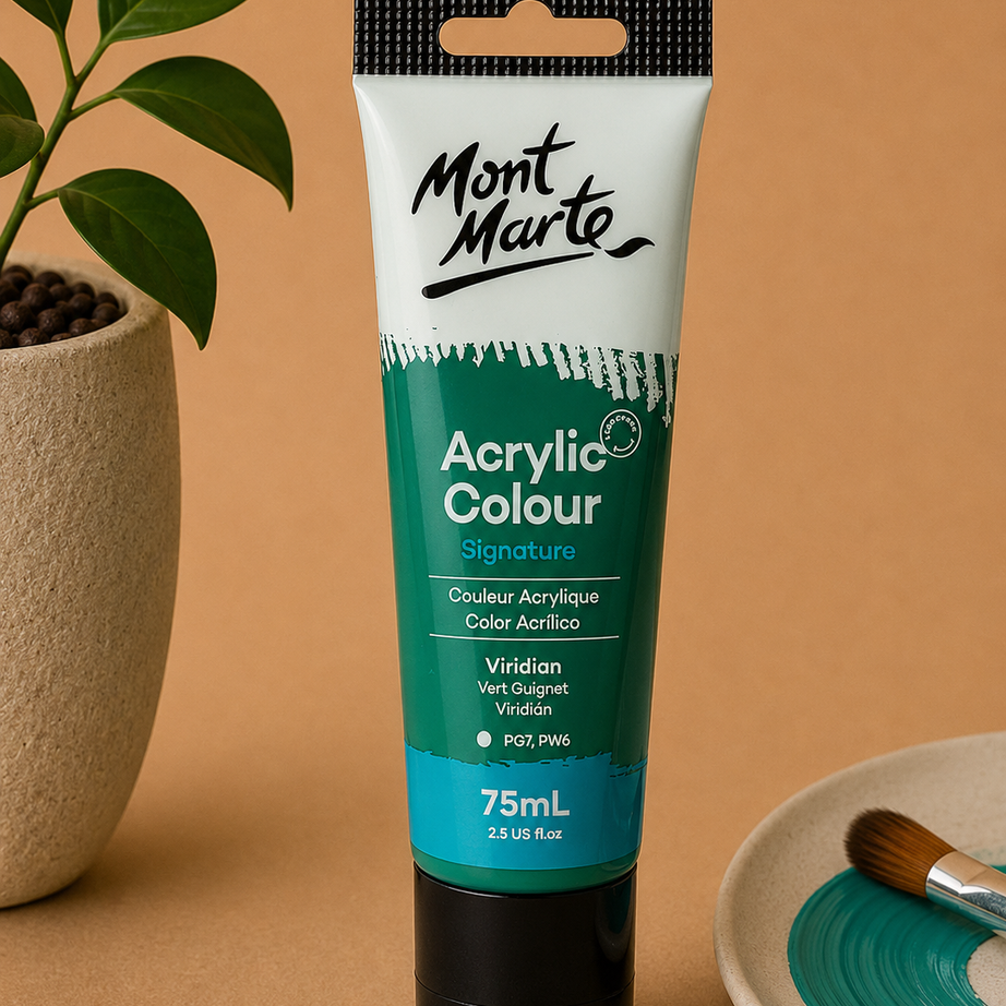 MONT MARTE Acrylic Colour Viridian 75ML acrylic paint for canvas art, painting, and craft projects