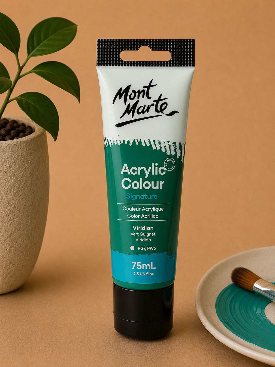 MONT MARTE Acrylic Colour Viridian 75ML acrylic paint for canvas art, painting, and craft projects