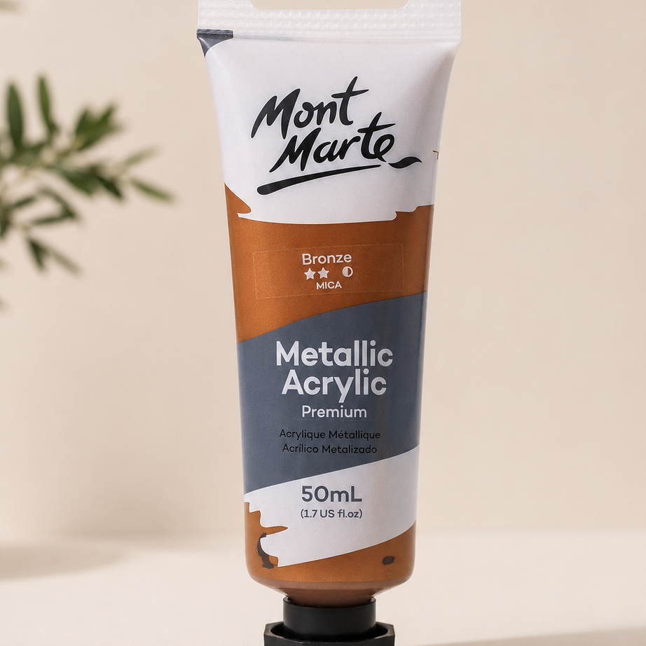 MONT MARTE Bronze Metallic Acrylic Colour 50ML paint bottle for art and craft projects