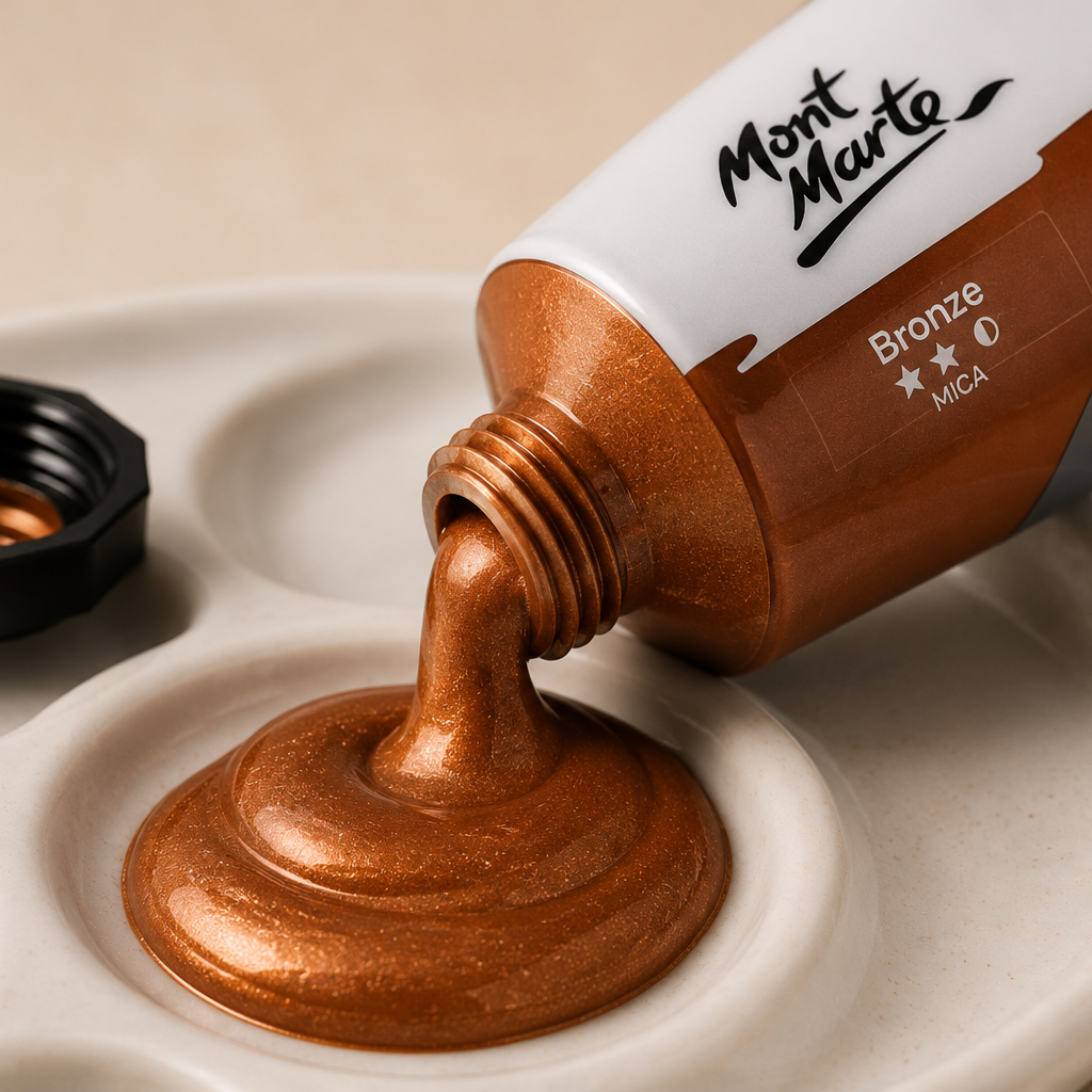 Metallic bronze acrylic paint by Mont Marte in 50ML bottle for artists and hobby painting