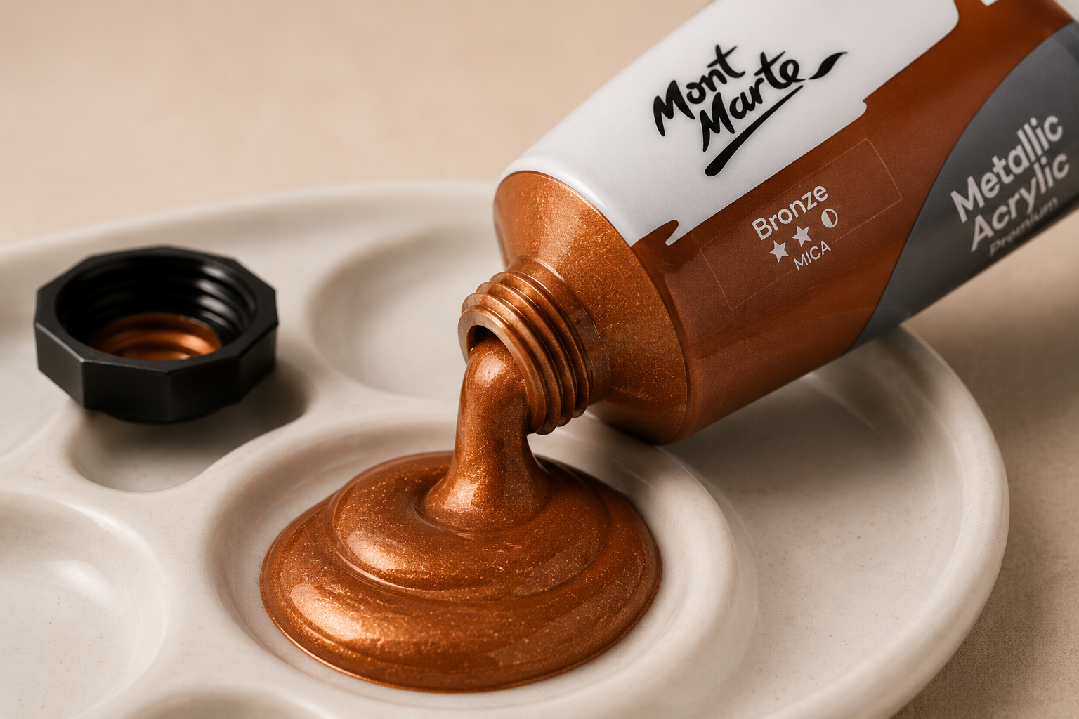 Metallic bronze acrylic paint by Mont Marte in 50ML bottle for artists and hobby painting