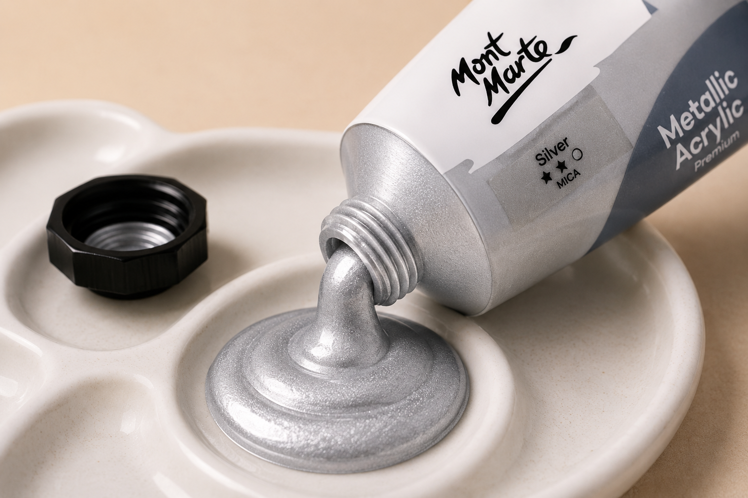 MONT MARTE metallic silver acrylic colour 50ML for artists, hobby painting, and decorative crafts