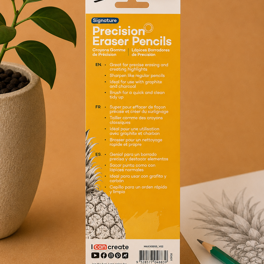 Artist quality eraser pencil and brush set by Mont Marte for precise corrections