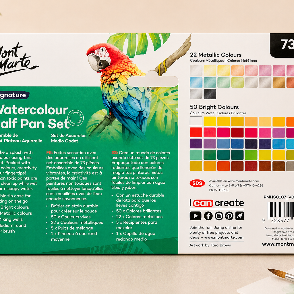73 piece Mont Marte watercolour paint set for artists and beginners