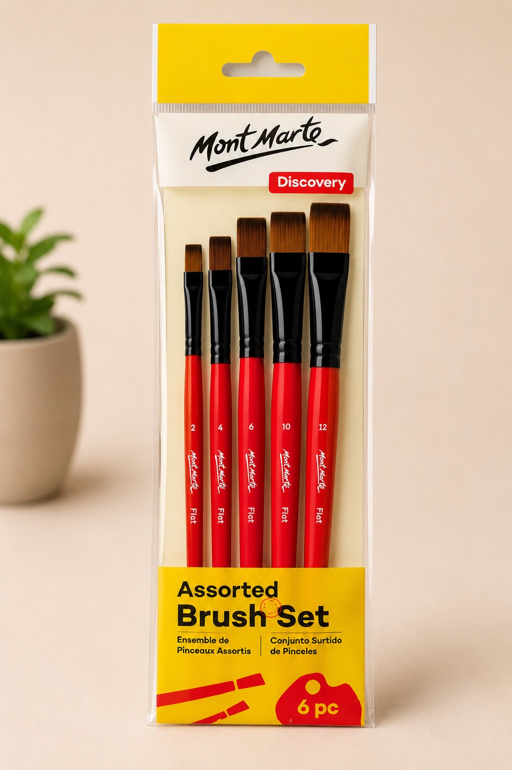 Mont Marte assorted brush set with 6 paint brushes for creative artwork