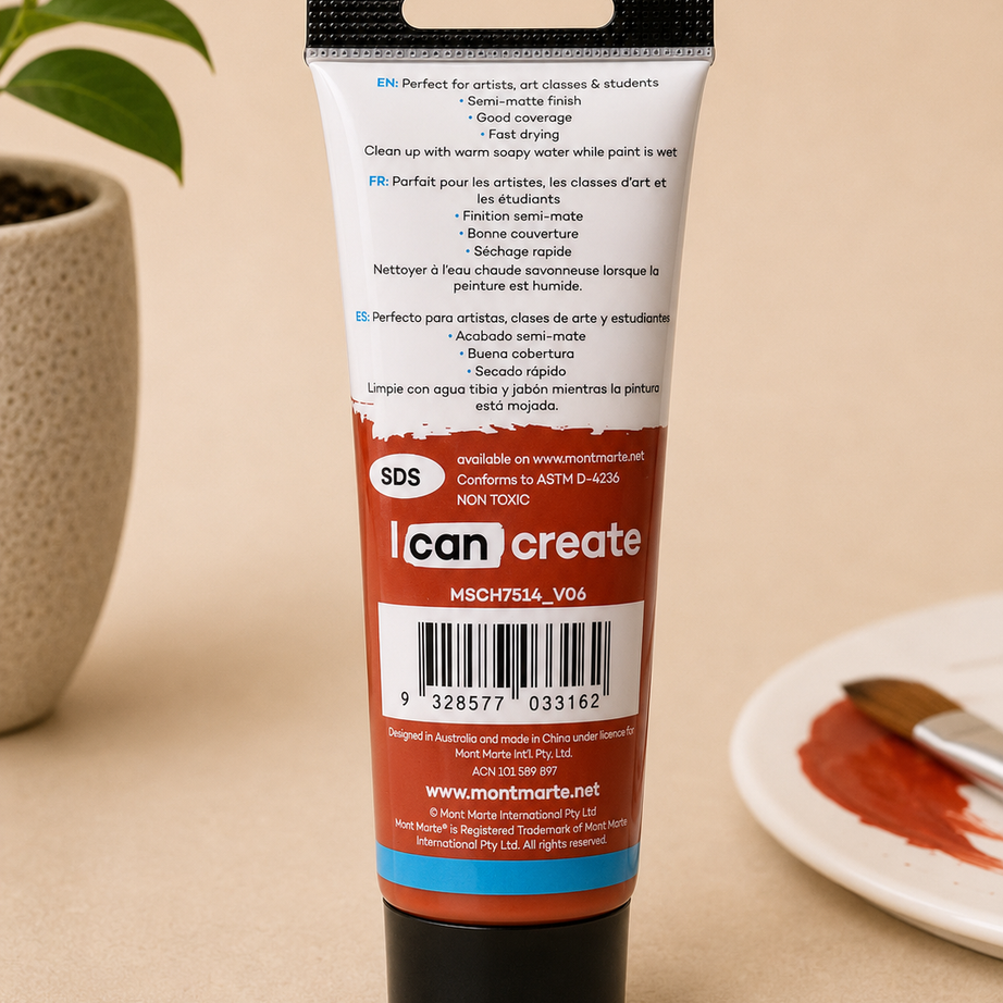 MONT MARTE acrylic colour Burnt Sienna 75ML paint for canvas art, craft projects, and painting