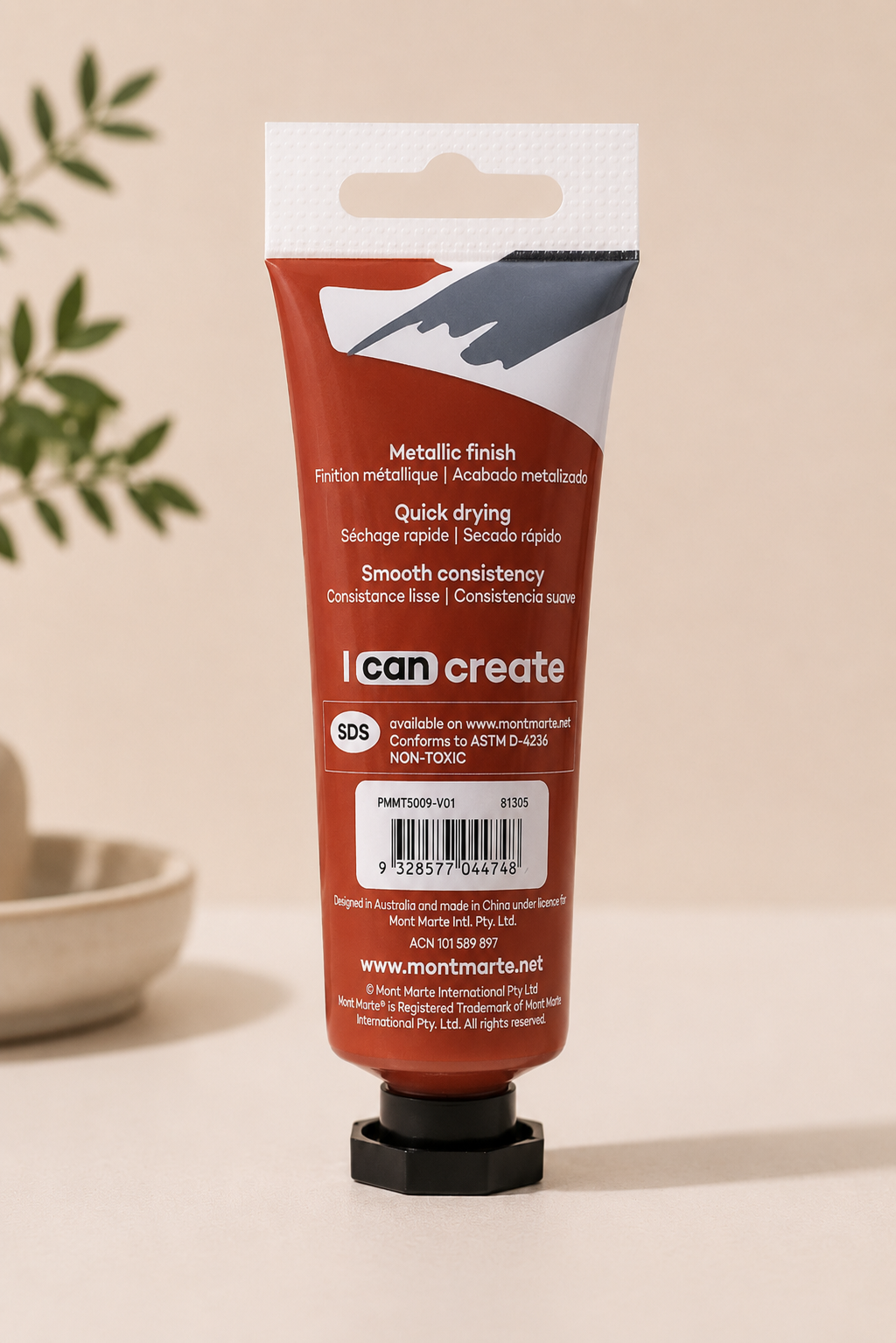 Copper metallic acrylic paint 50ml by Mont Marte for canvas painting and DIY artwork