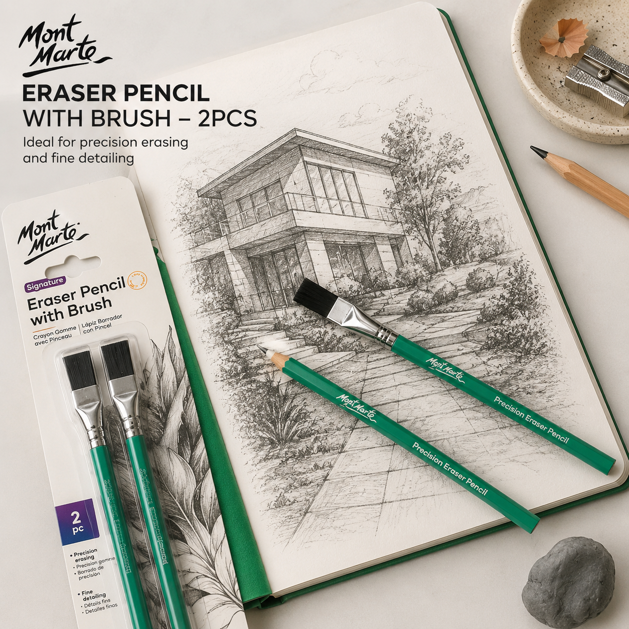 Mont Marte eraser pencil designed for detailed artwork and clean erasing