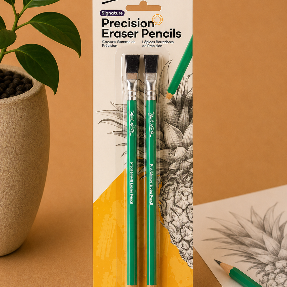 Mont Marte eraser pencil with brush 2 piece set for sketching and drawing