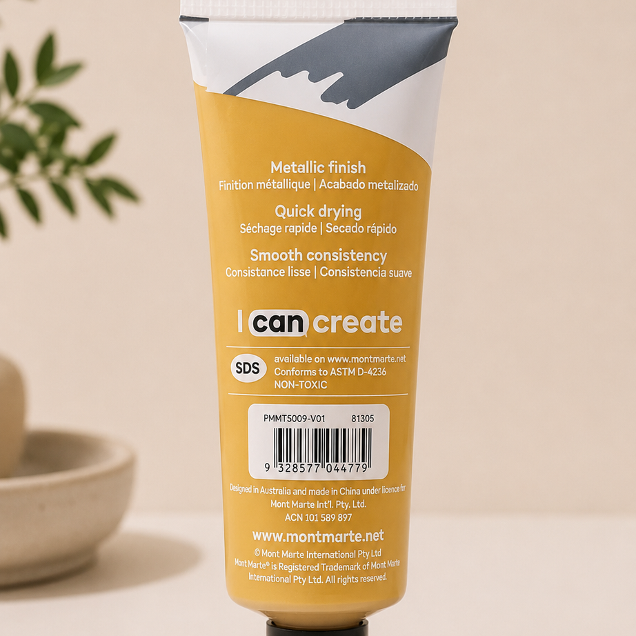 50ml Mont Marte metallic gold acrylic paint for canvas painting and DIY artwork