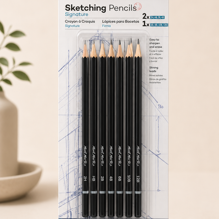 Mont Marte sketching pencils 10 piece set for drawing shading and sketching