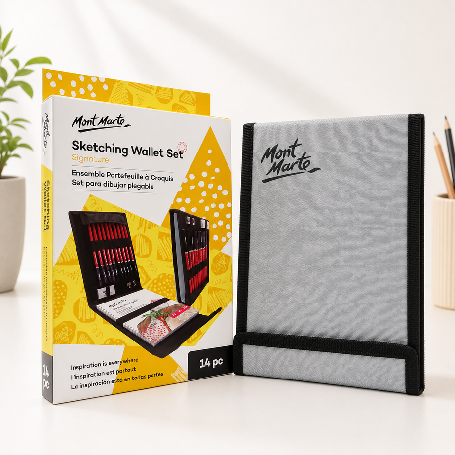 Mont Marte sketching wallet set with 14 drawing tools for artists and beginners