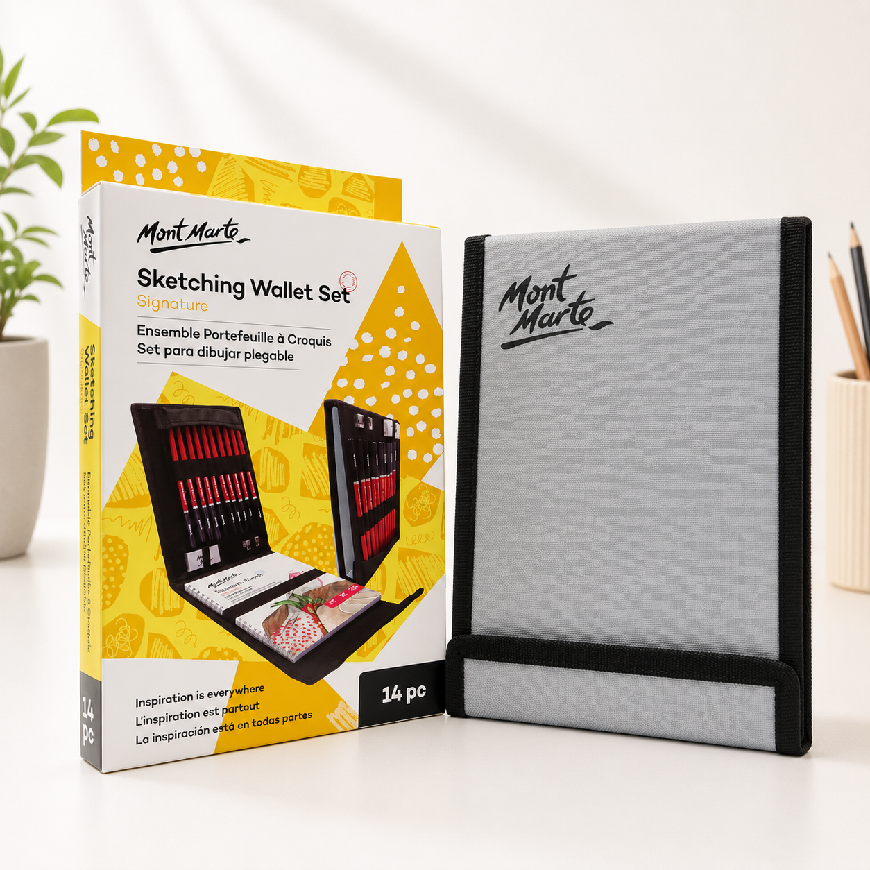 Mont Marte sketching wallet set with 14 drawing tools for artists and beginners