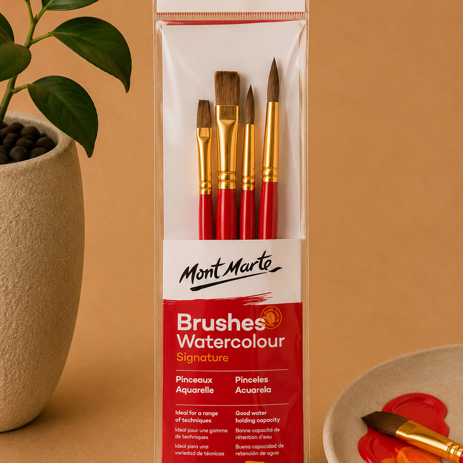 Mont Marte watercolour brushes 4 piece set for painting and fine art