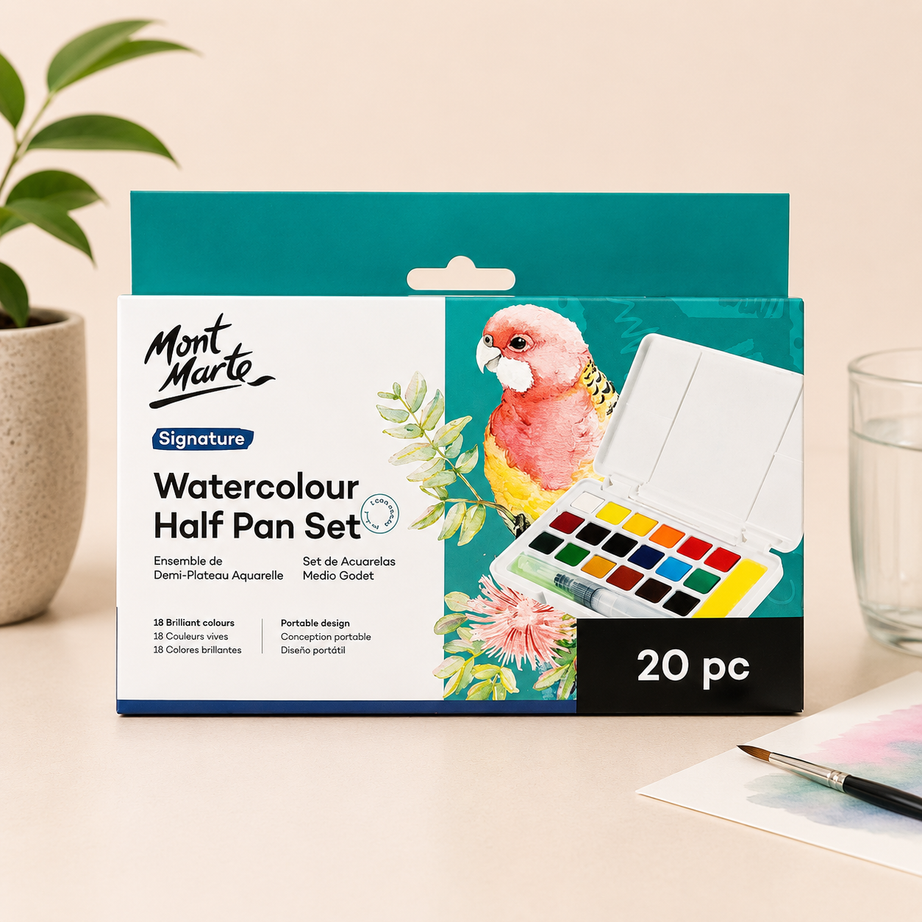 Mont Marte watercolour half pan set with 20 pieces for artists and beginners