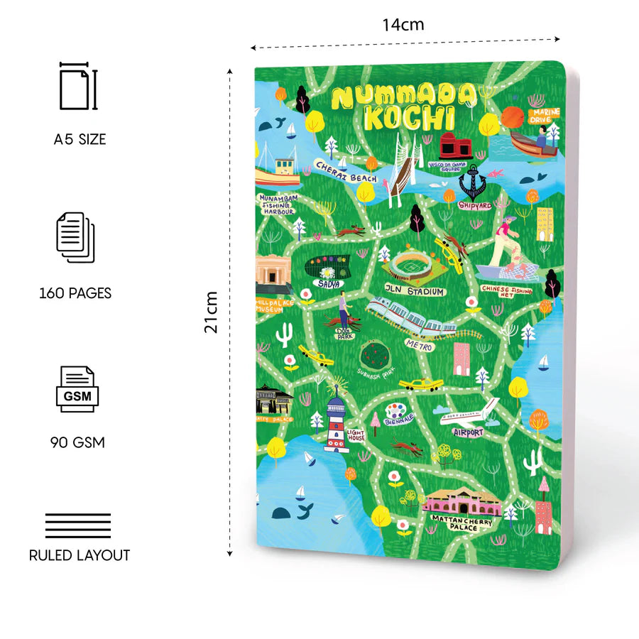 NUMMADA KOCHI   -Ruled Notebook(90 GSM/160 Pages/ A5 Notebook)