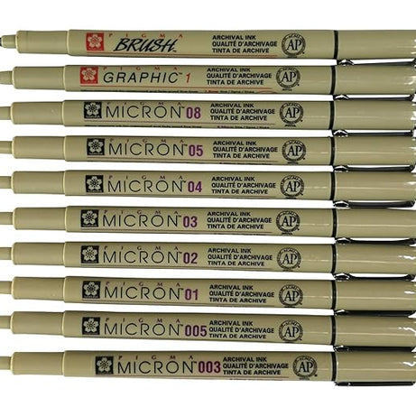 PIGMA MICRON BLACK PEN SET OF-10