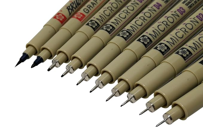 Sakura Pigma Micron black pen set – 10 assorted nibs