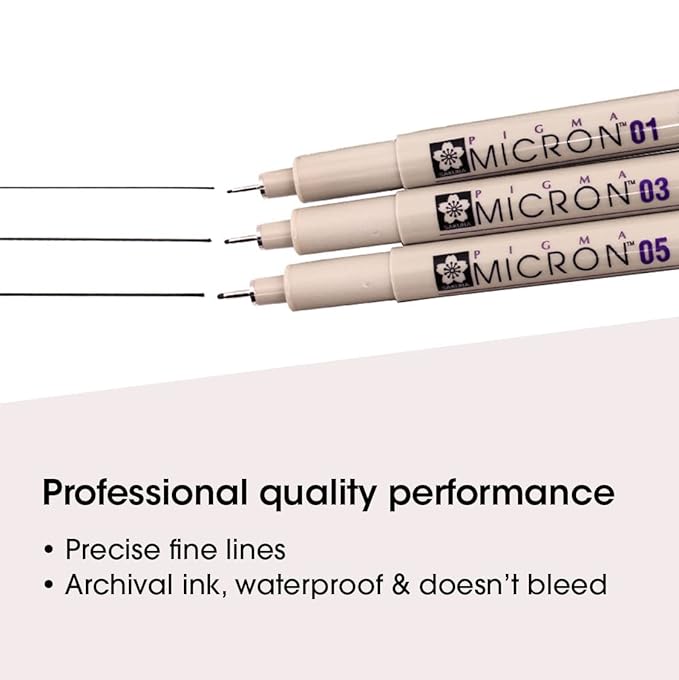akura Pigma Micron fineliner set of 3 pens – black ink