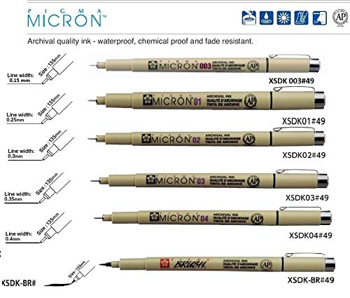 PIGMA MICRON BLACK PEN SET OF-6