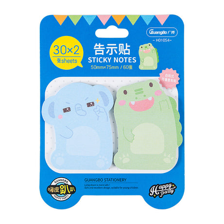 Packaged sticky notes with cartoon animal designs 