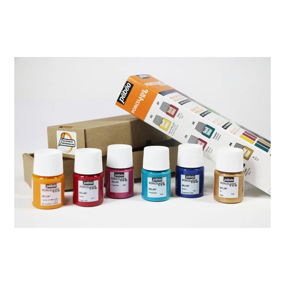 PEBEO PORCELAINE 150 CERAMIC PAINT - GLOSS COLOURS 6 X 20 ML - INITIATION SET 2