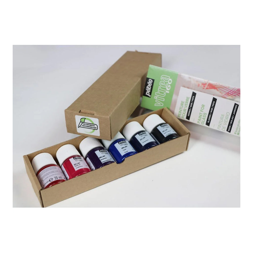 PEBEO VITREA 160 GLOSSY GLASS PAINT - 6 X 20 ML - INITIATION GLOSS SET 2