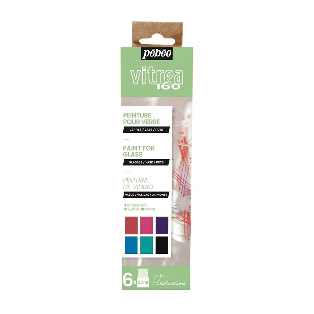 PEBEO VITREA 160 GLOSSY GLASS PAINT - 6 X 20 ML - INITIATION GLOSS SET 2