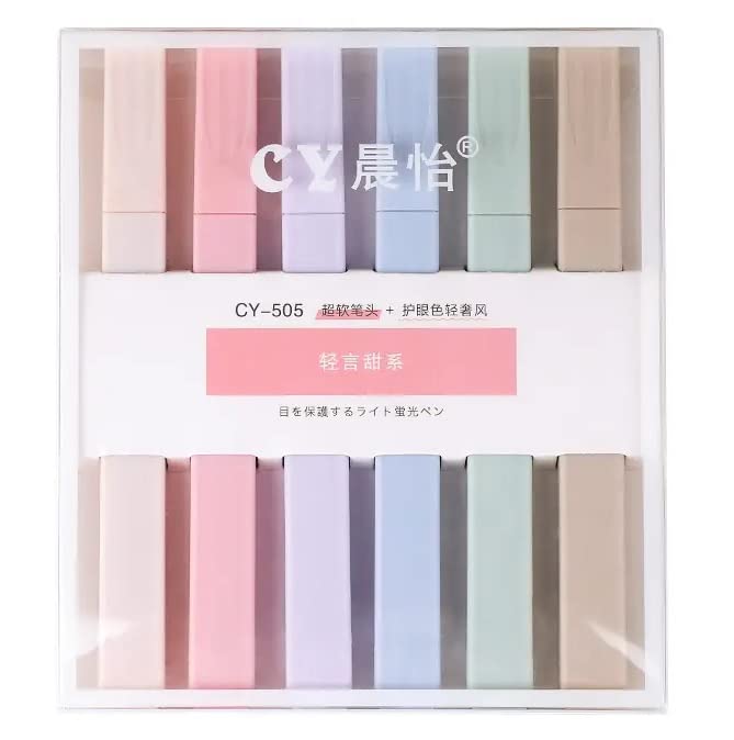 Set of six BUZON no-bleed pastel highlighters