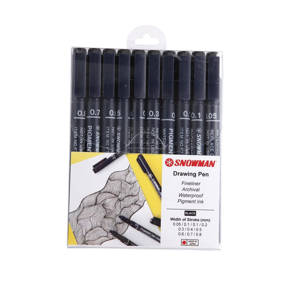 Snowman Drawing,Fine Liner Pen Set of 10