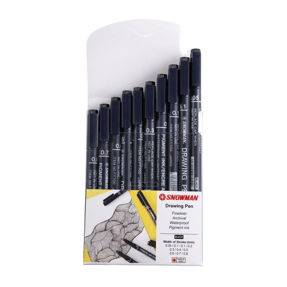 Snowman Drawing,Fine Liner Pen Set of 10